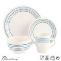 16PCS Abendessen Set Iwth Einfache Streifen Design Creme Farbe